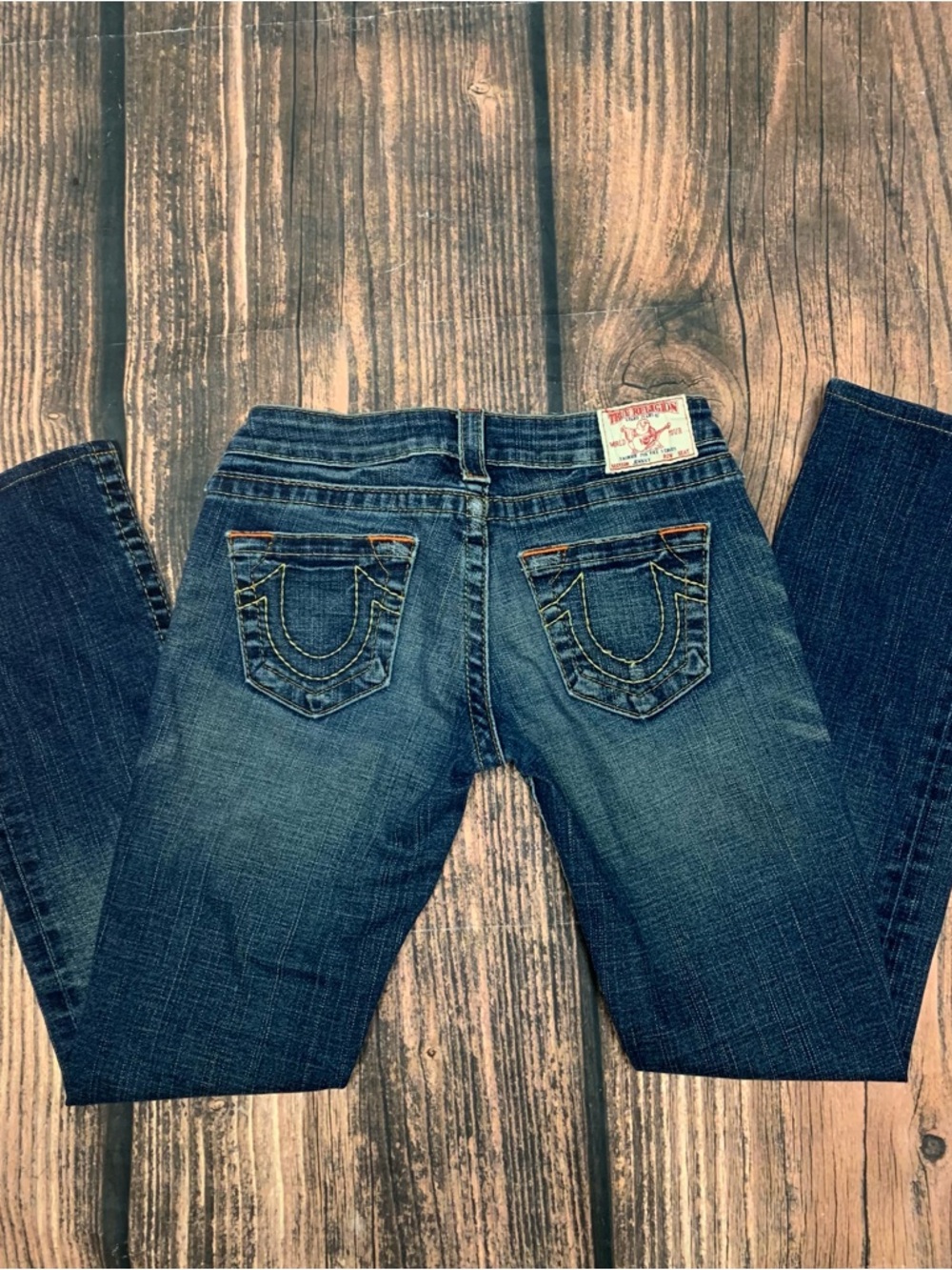 True Religion Jeans Women 26 Fit 26X29 Blue Denim Johnny Distressed Made In USA